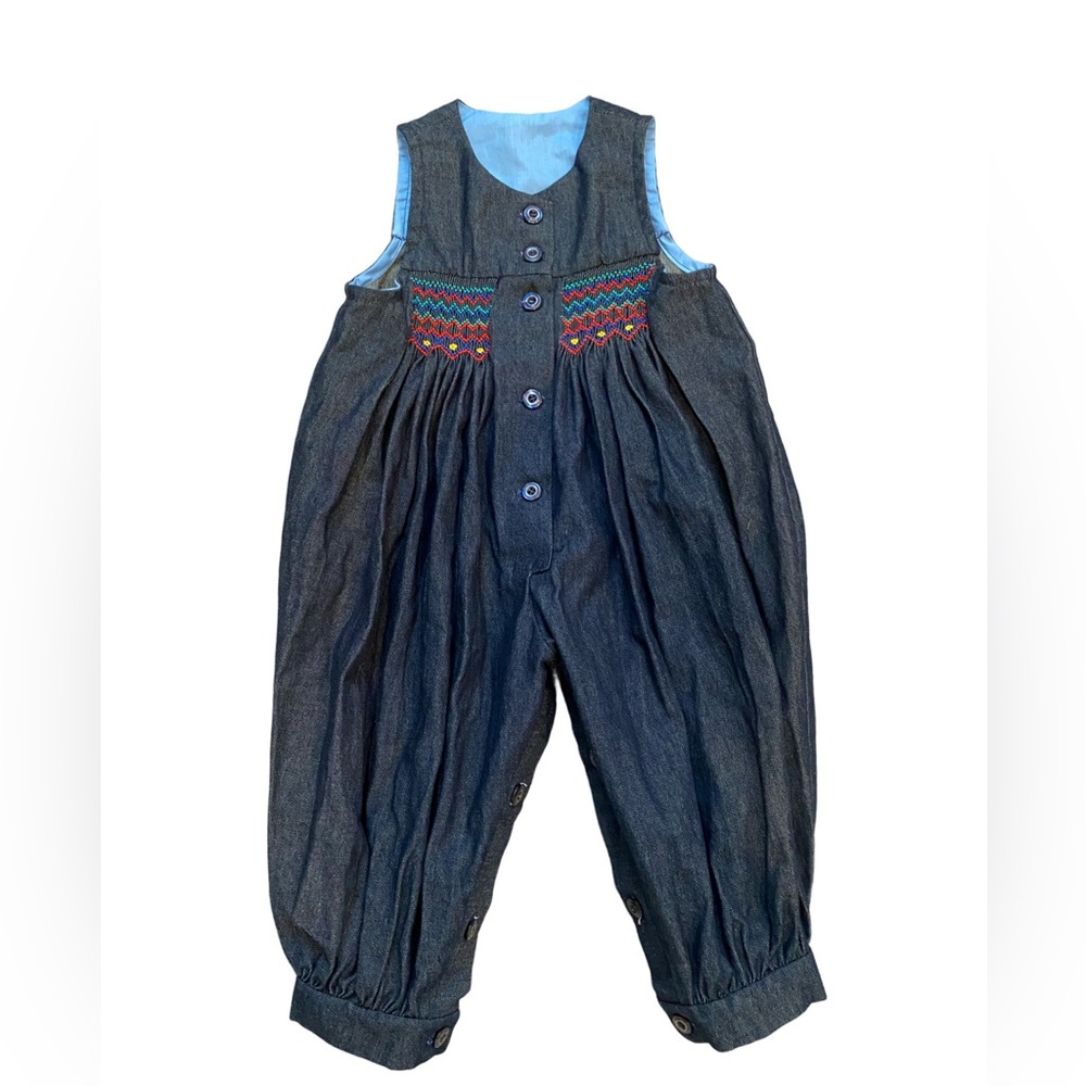 Vintage Smocked Denim Romper